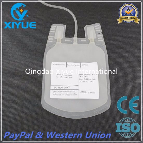 Disposable Double Blood Bag with Needle Protector/Collection Tube/Sampling Pouch gallery image 1