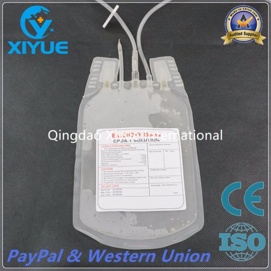 Disposable Double Blood Bag with Needle Protector/Collection Tube/Sampling Pouch gallery image 2