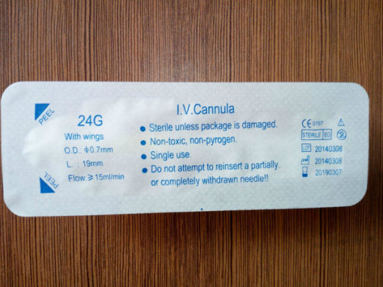 Disposable Medical Sterile IV Cannula Intravenous Catheter with Wing 24G gallery image 2