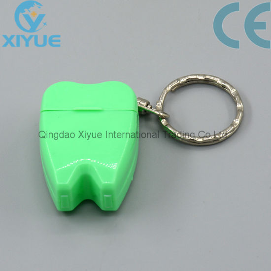 Teeth Shape Dental PP Mint Flavour Floss with Key Ring