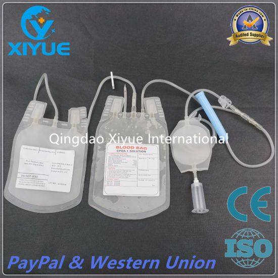 Disposable Double Blood Bag with Needle Protector/Collection Tube/Sampling Pouch