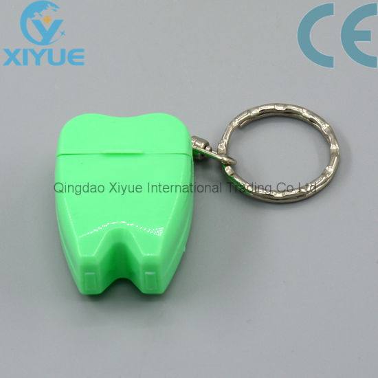 Teeth Shape Dental PP Mint Flavour Floss with Key Ring